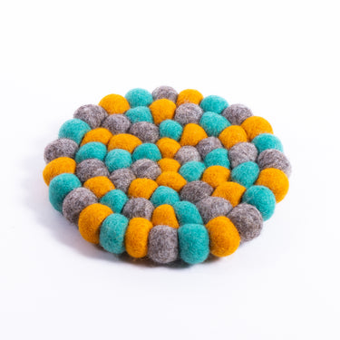 Multicolored felt ball coaster/Handmade best felt coasters